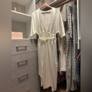 Reformation Heidi Silk Wrap Dress Ivory